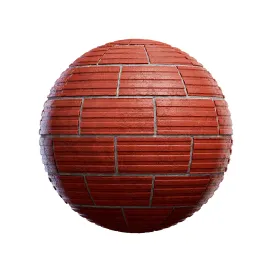 Red brick wall with horizontal slices
